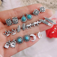 Vintage Turquoise Earrings Set with Multiple Combinations