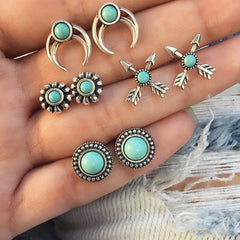 Vintage Turquoise Earrings Set with Multiple Combinations