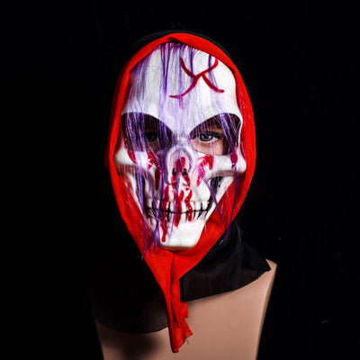 Halloween Skull Ghost Mask with Long Hair for Parties
