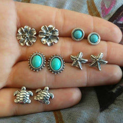 Vintage Turquoise Earrings Set with Multiple Combinations