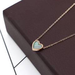 X2-303-1 Japanese and Korean Lace Heart Necklace in 14K Rose Gold